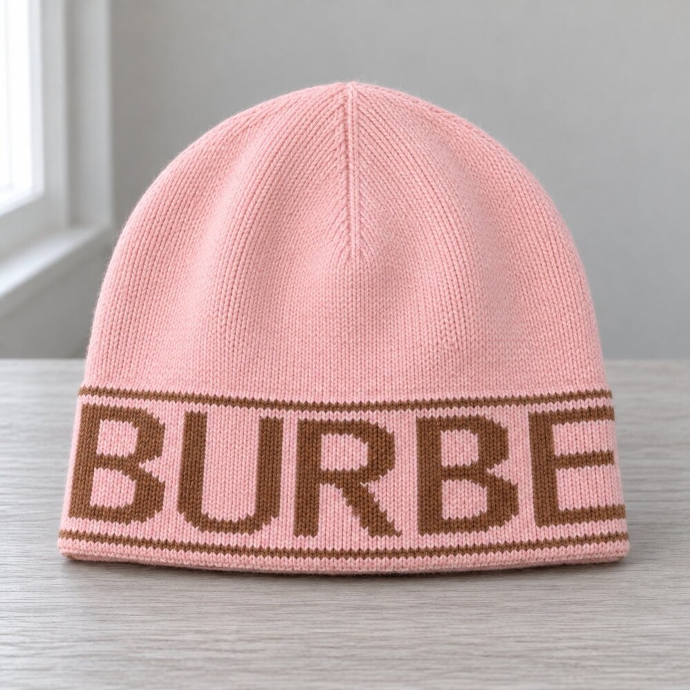 Burberry Pink Logo Knit Beanie